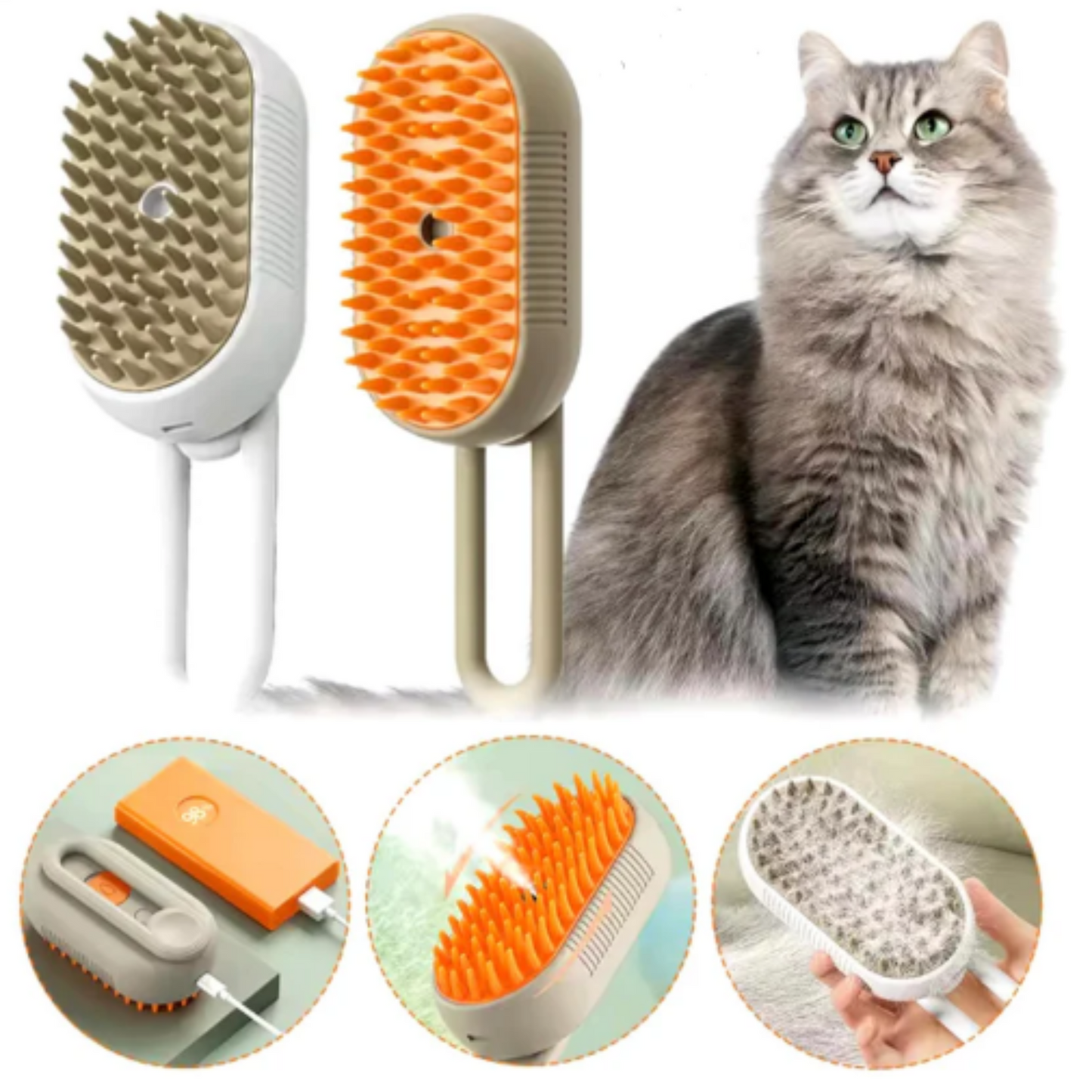 Cepillo para Mascotas a Vapor Recargable™ – Limpieza, Suavidad y Brillo Profesional en Casa