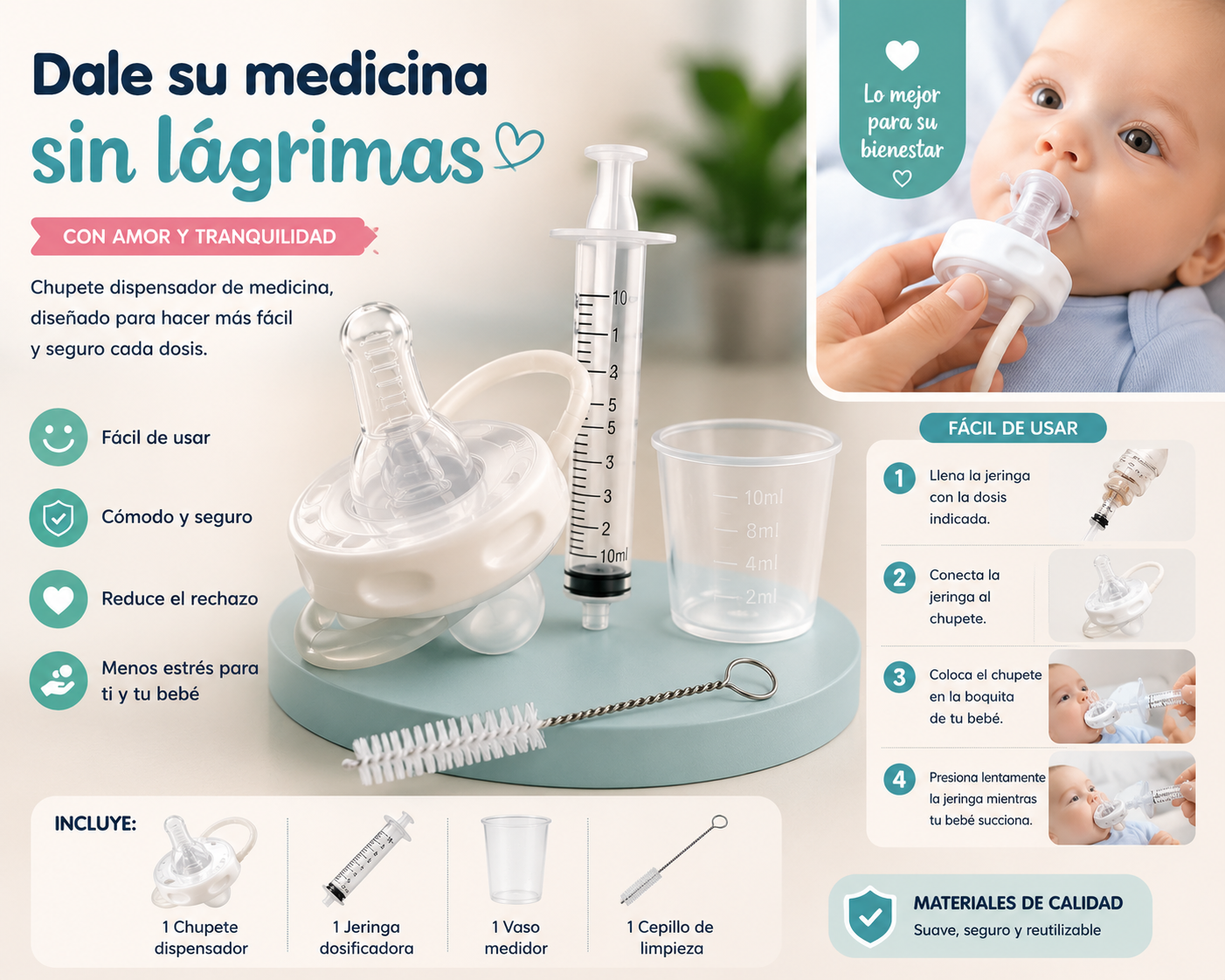 CHUPETE DISPENSADOR MEDICINA BEBÉ