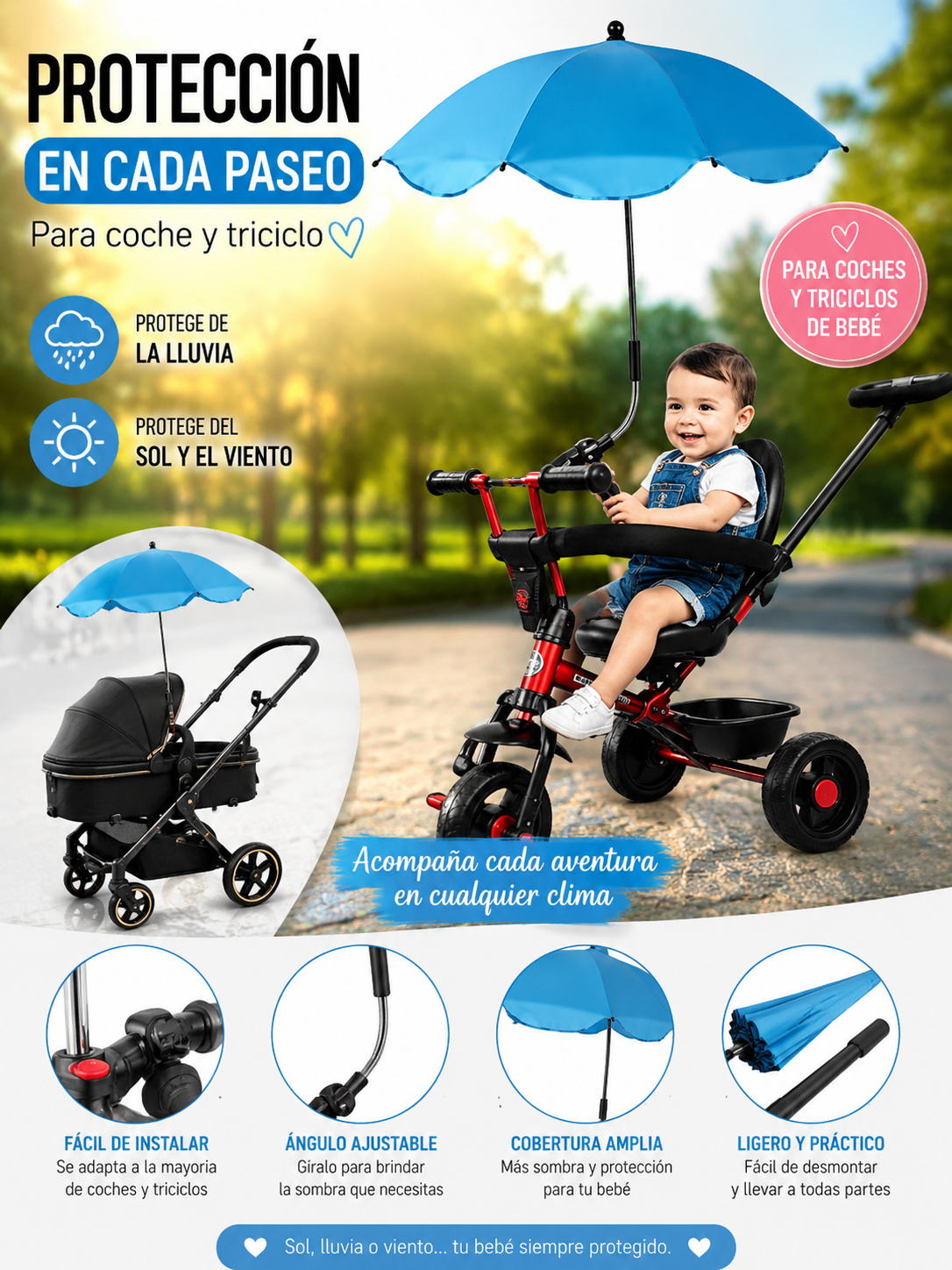 Paraguas Protector Todo Clima para Bebés